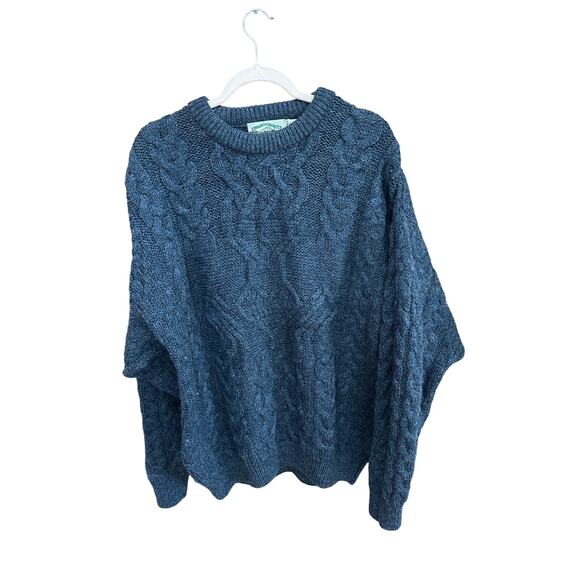 Vintage Mens 100% Wool Fishermans Sweater - Aran Crafts - Large - Picture 1 of 7